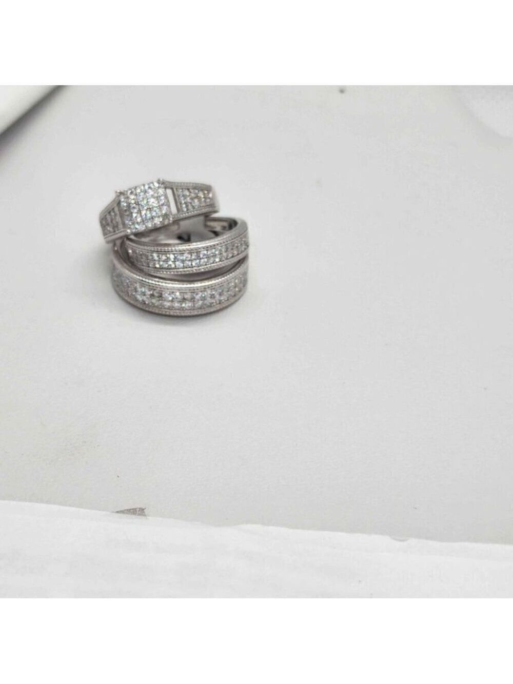 Brand New 925 Sterling Silver Engagement Ring Set – 2-Piece Bridal Set